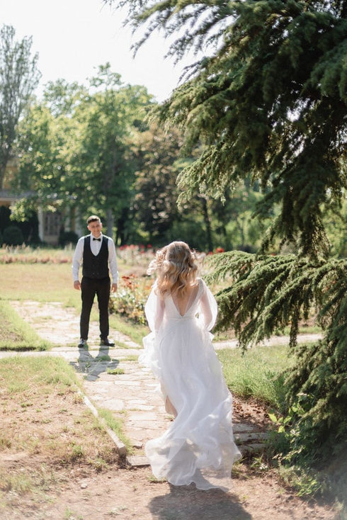 Romantic wedding dress Organza bohemian dress